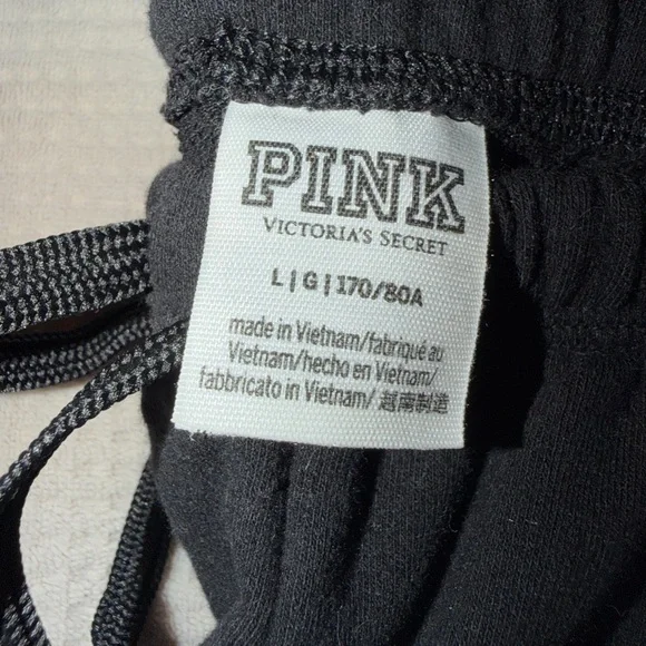 PINK Victoria's Secret Black Joggers with Bold Pink Logo - Picture 3 of 3